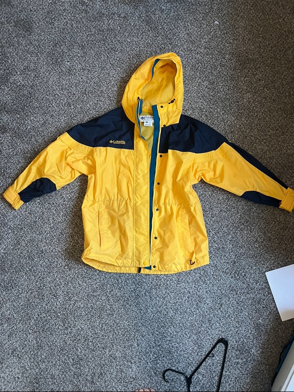 Columbia Yellow Navy Hooded ski Jacket